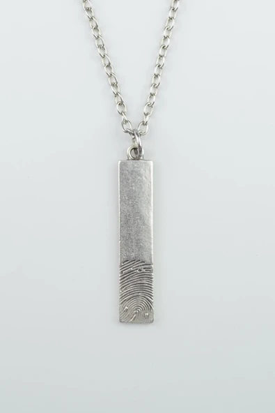 Parmak İzi Gümüş Kaplama Düz Zincir Kolye ürün görseli 1