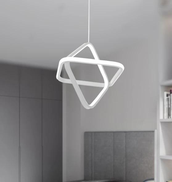 TT Aydınlatma TT316-BY  2Kare Modeli Mat Beyaz Led Avize - Resim 2