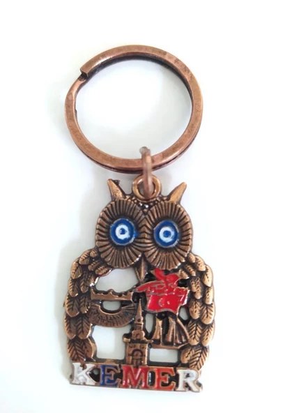 Metal Baykuş Anahtarlık Türk Bayraklı Kemer Yazılı Çanta Süsü