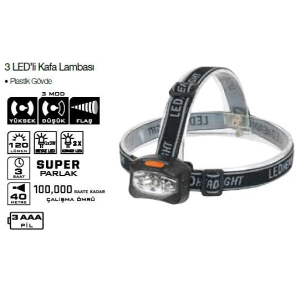 Lightorch LT03099 Kafa Lambası 3 Led 120 Lümen - 2