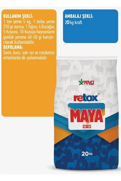 Hs Tarım Retox Maya Hayvan İştah Açıcı ve Verim Artırıcı Yem Katkı 20 Kg Torba - Resim 5
