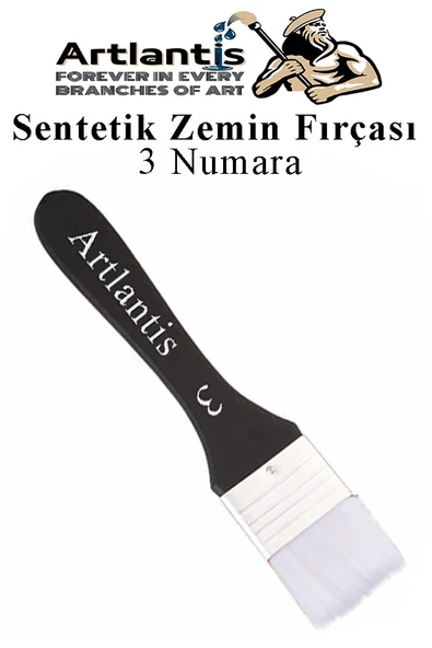 Zemin Fırçası 3 Numara 1 Adet Siyah Saplı Beyaz Fırça Kıllı Sentetik İpek Uçlu Kıl Akrilik Guaj Yağlı Boya Fırçası Zemin