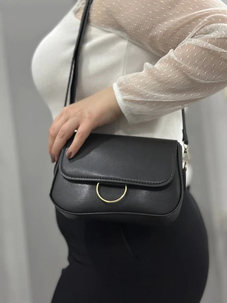 Siyah cilt mossi çanta - 7