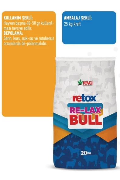 Hs Tarım Retox Re-lax Bull Erkek Besi Hayvanları İçin Sakinleştirici Yem Katkı 20Kg Torba - 5