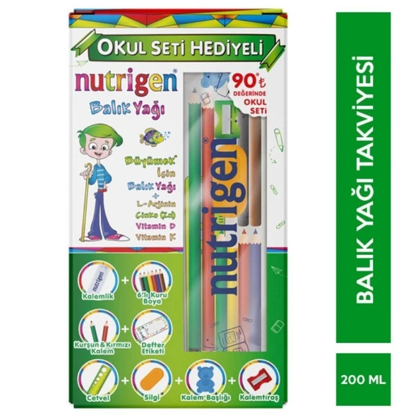 Nutrigen Balık Yağı Şurup 200ml (Okul Seti Hediyeli)