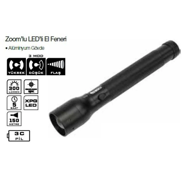 Lightorch LT03098 Zoomlu Aluminyum Fener 300 Lümen - 2