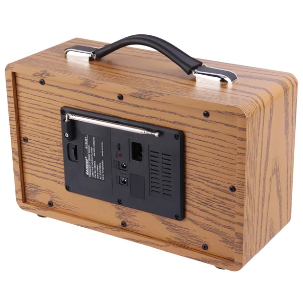 Nostaljik Ahşap Şarjlı 3 Bant Büyük Boy Radyo,Tf,Usb Girişli,Fm Radyo,Bluetooth Bağlantılı- R-1918BT - 7