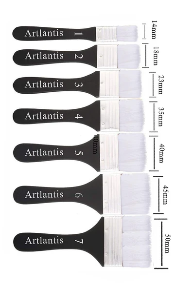 Zemin Fırçası 5 Numara 1 Adet Siyah Saplı Beyaz Fırça Kıllı Sentetik İpek Uçlu Kıl Akrilik Guaj Yağlı Boya Fırçası Zemin - 2