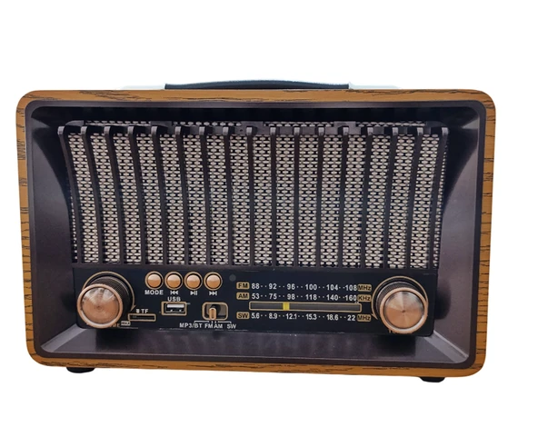 Nostaljik Ahşap Şarjlı 3 Bant Büyük Boy Radyo,Tf,Usb Girişli,Fm Radyo,Bluetooth Bağlantılı- R-1918BT - 8