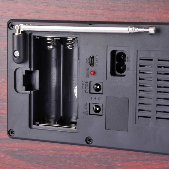 Nostaljik Ahşap Şarjlı 3 Bant Büyük Boy Radyo,Tf,Usb Girişli,Fm Radyo,Bluetooth Bağlantılı- R-1918BT - 3