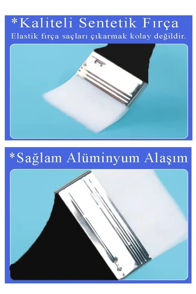 Zemin Fırçası 1 ve 3 Numara 2 Adet Siyah Saplı Beyaz Fırça Kıllı Sentetik İpek Uçlu Kıl Akrilik Guaj Yağlı Boya Fırçası - Resim 4