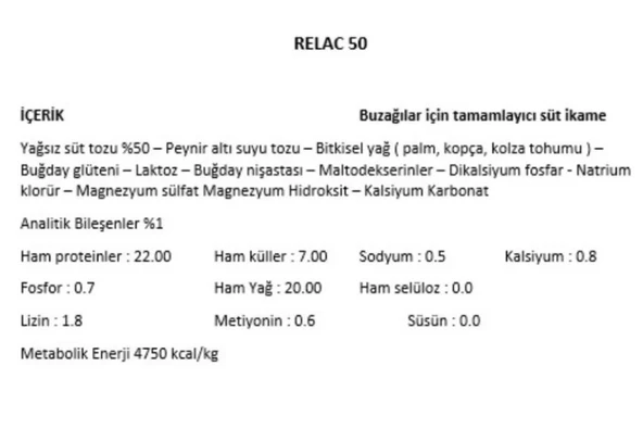 Hs Tarım RELAC 50 Buzağı Maması %50 Yağsız 25 KG Kraft - 5