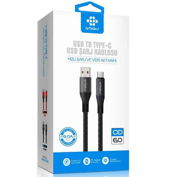 6A TYPE-C Hızlı Şarj Kablosu Arbaks ARB-305 ürün görseli