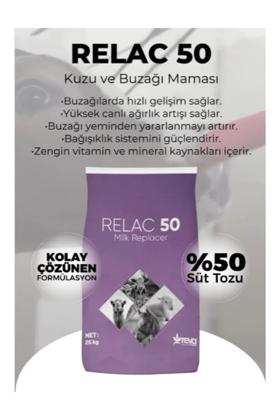 Hs Tarım RELAC 50 Buzağı Maması %50 Yağsız 25 KG Kraft - 4