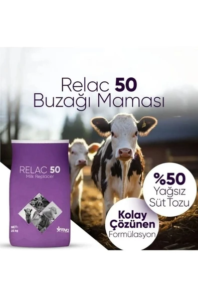 Hs Tarım RELAC 50 Buzağı Maması %50 Yağsız 25 KG Kraft