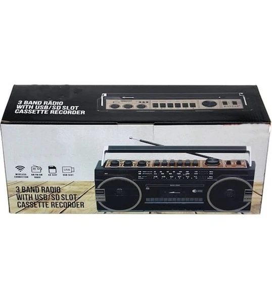 Knstar Nostajik Kasetçalar,İbreli Radyo,Bluetooth,Usb+Sd+Fm Radyo,Çift hop, Müzik Çalar-149BT - 4