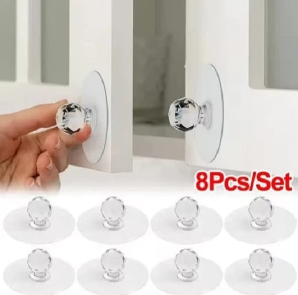 Brokoli Home 8 Ad  Dolap Çekmece Tutacağı Pratik Yapışkanlı Komidin Çekmece Kulpu Askı Askılık - 2