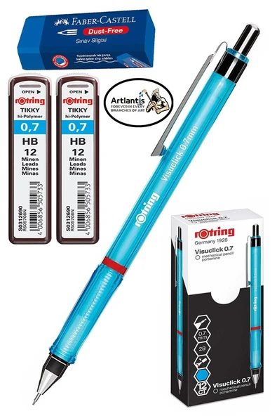 0.7 Uçlu Kalem Kalem Ucu ve Sınav Silgisi 1 Paket 07 Uçlu Kalem Mekanik Versatil Rotring Visuclick Kalem - 2
