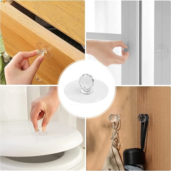 Brokoli Home 8 Ad  Dolap Çekmece Tutacağı Pratik Yapışkanlı Komidin Çekmece Kulpu Askı Askılık - 3