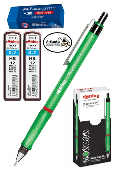 0.7 Uçlu Kalem Kalem Ucu ve Sınav Silgisi 1 Paket 07 Uçlu Kalem Mekanik Versatil Rotring Visuclick Kalem