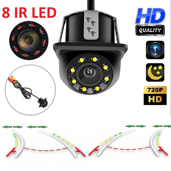 YATE10 8 IR Ledli Gece Görüşlü Dinamik Çizgili Geri Görüş Kamerası