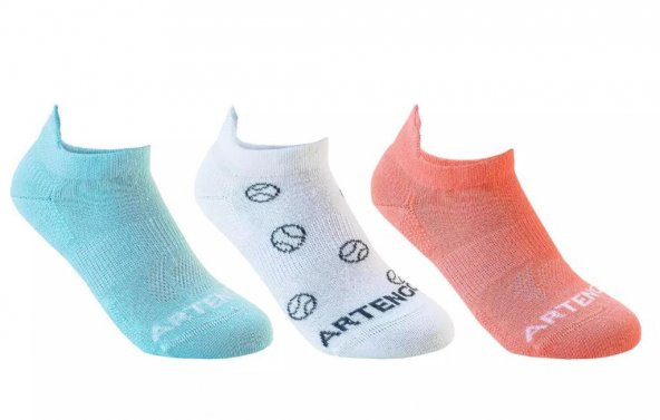 Artengo RS160 Kısa Konçlu Spor Çorap Renkli 3 Çift
