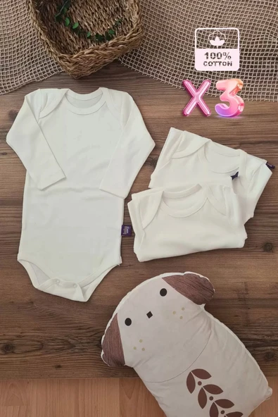 Eterelle Unisex % 100 Pamuk Uzun Kol 3 Adet Bebek Ve Çocuk Body - 3