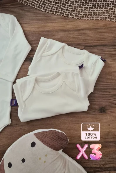 Eterelle Unisex % 100 Pamuk Uzun Kol 3 Adet Bebek Ve Çocuk Body - 4