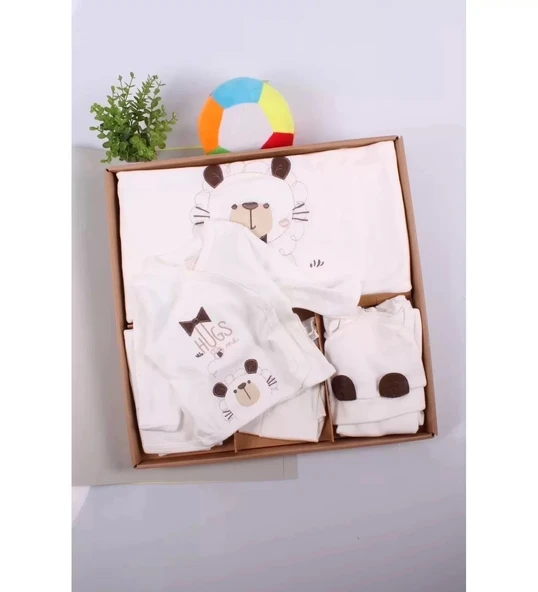 Eterelle Ayıcık Desenli 10 Parça Kutulu %100 Pamuk Erkek Bebek Hastane Çıkışı - 4