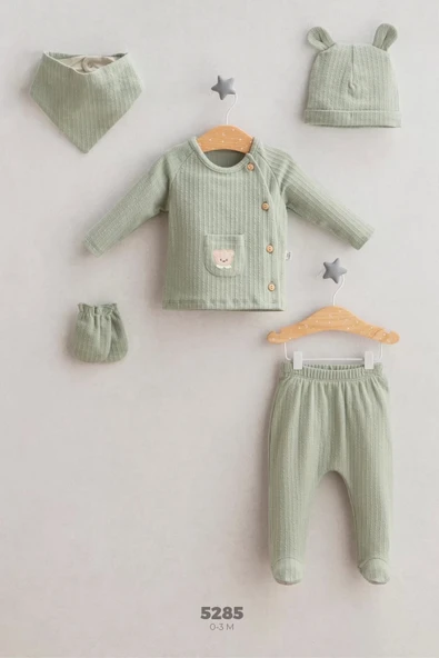 Eterelle Tongs Baby Teddy Bear 5'li Zıbın Takım 5285 Yeşil