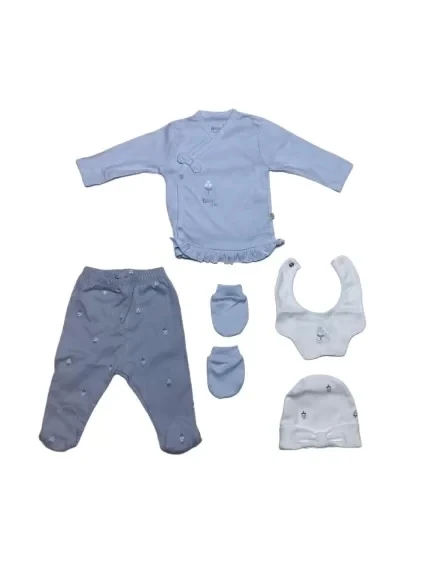 Eterelle Bibaby Biorganic Love Floral 5'li Hastane Çıkış Seti 62360 Ekru Lila ürün görseli