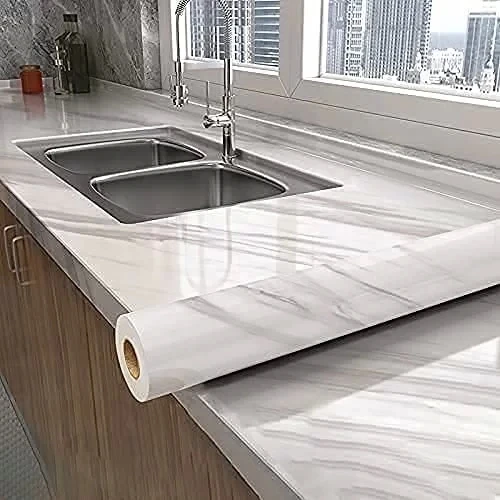 Açık Mermer Desenli Yapışkanlı Kaplama Kağıdı  Büyük Boy 5 Metre - 2
