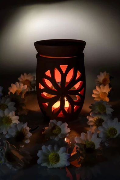 Lotus Çiçeği  El Yapımı Çömlek Buhurdanlık Tütsülük - Resim 4