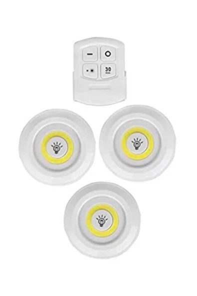 3lü Uzaktan Kumandalı Yapışkanlı Kablosuz Led Spot Lambalar - 2
