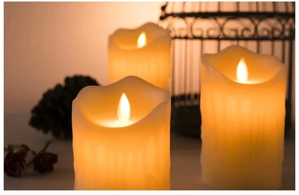 Alevli Led Mum Hareketli Alev Görünümlü Dekoratif Mum - 7cm - 5