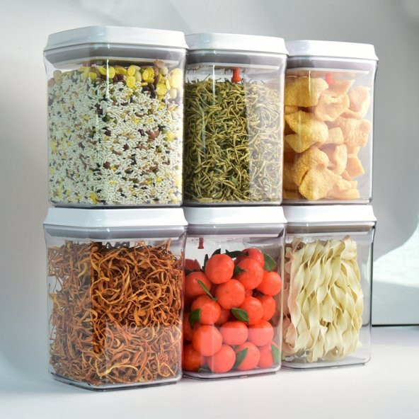 Erzak Kavanozu Kilitli Saklama Kabı Silikon Contalı Kare Erzak Kabı Vakumlu 1.20 Lt - 3