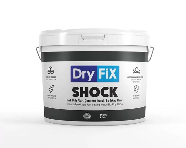 DryFix Shock Çimento Esaslı Hızlı Priz Alan Su Tıkaç Harcı 5 Kg