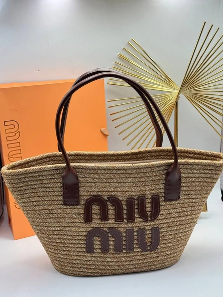 MIU MIU WOVEN STRAW NEW BAG SİZE 21/43 CM (6)