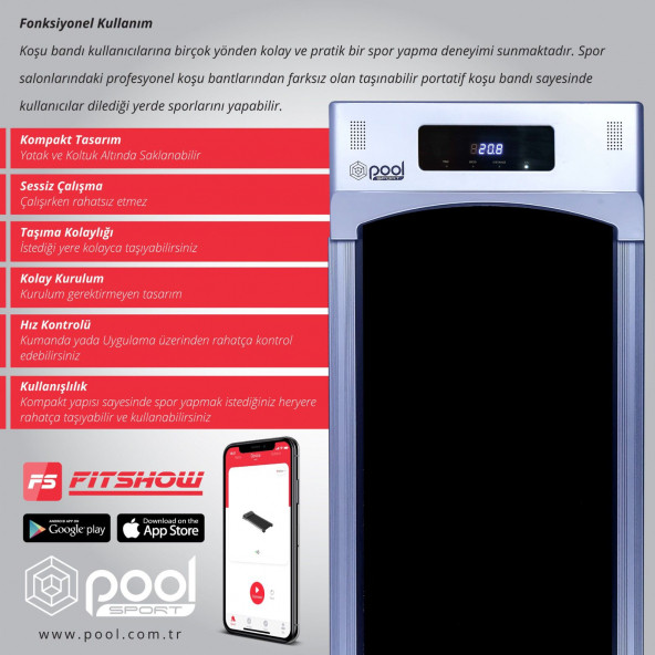 POOL Sport Hz-1201 Akıllı Bluetooth Koşu Bandı (MOBİLE APP ''FİTSHOW'') HZ-1201