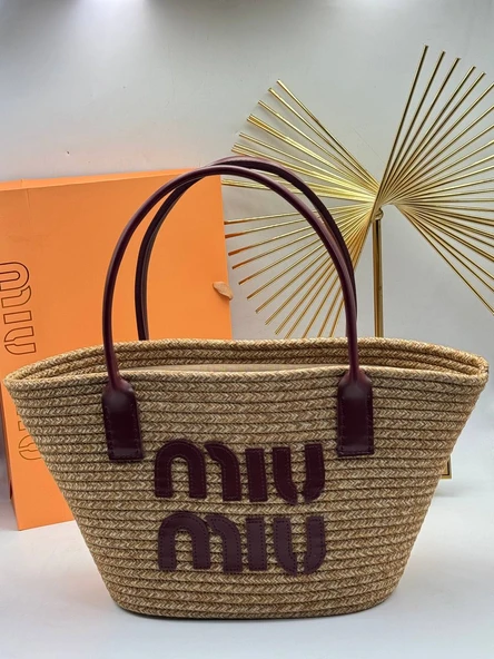 MIU MIU WOVEN STRAW NEW BAG SİZE 21/43 CM (1)