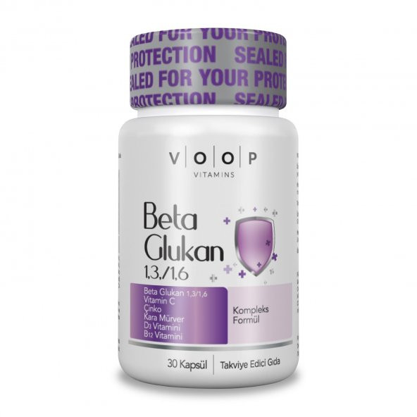Voop Beta Glukan 1,3/1,6 Kara Mürver, Vitamin C, Çinko 30 Kapsül