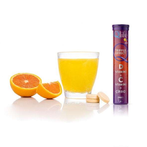 Qlife Tripple Effect D Vitamini + C Vitamini + Çinko 20 Efervesan Tablet - 8