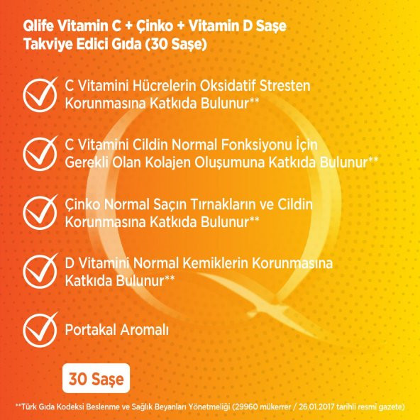 Qlife Vitamin C + Çinko - D Vitamini 30 Saşe - 6