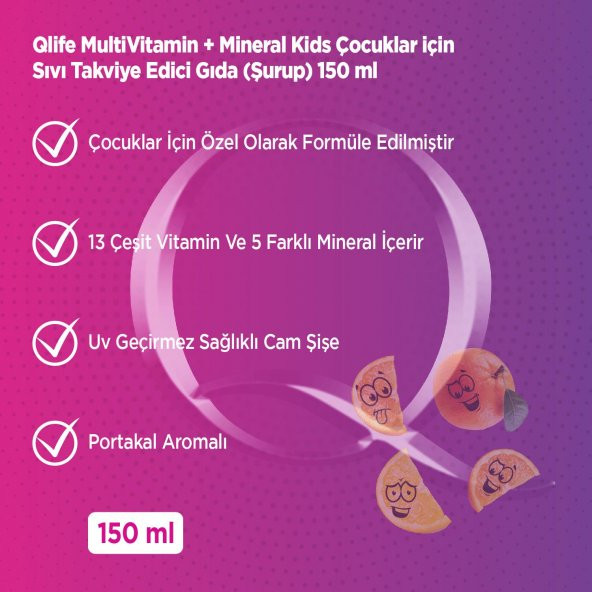 Qlife Multivitamin + Mineral Kids Şurup 150 cc - 4