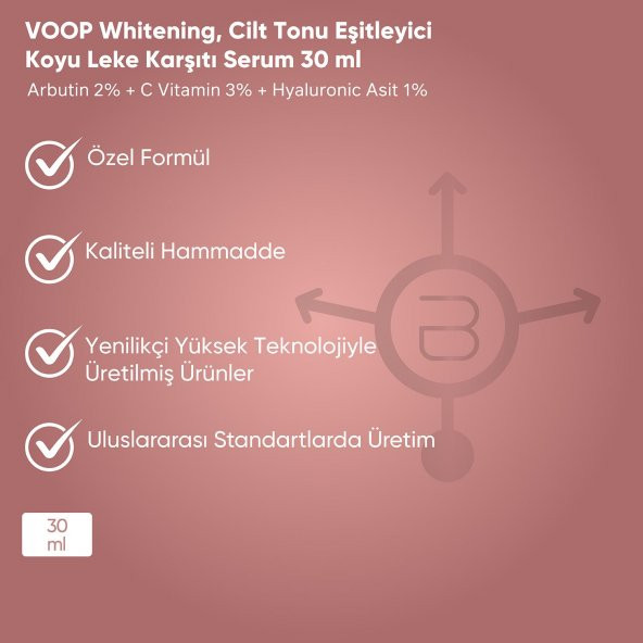 VOOP Whitening, Cilt Tonu Eşitleyici, Koyu Leke Karşıtı Serum 30 ml