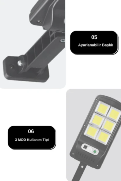 Jasper V-027 Solar Güneş Enerjili Kumandalı Hareket Sensörlü Aydınlatma - 4