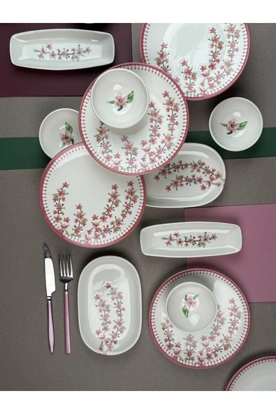 Tabak Evi Bahar Dalı Tuval Kahvaltı Takımı 6 Kişilik 14 parça TVL14KAHPRS1155 - 2