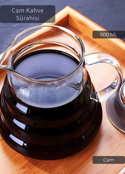 Cam Kahve Sürahisi Isıya Dayanıklı Borasilikat 600 ml - 2