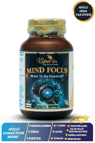 Kiperin Mind Focus Aslan Yelesi Mantarı, Sitikolin, Rhodiola, L-Theanin (1440mg) ürün görseli 1