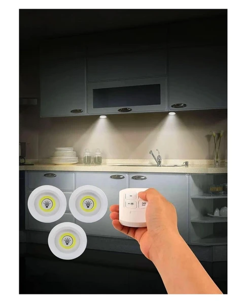 Kablosuz Uzaktan Kumandalı Dolap Içi Led Ampul Seti 3lü Set Gece Lambası Enerji Sınıfı A+ - 5